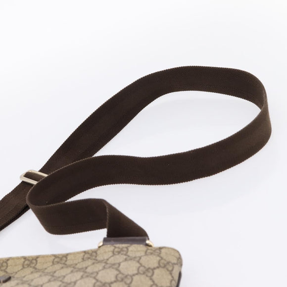 GUCCI GG Supreme Shoulder Bag PVC Leather Beige Gold Tone 201446 Auth BA15344