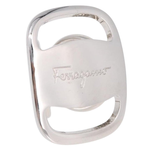 Salvatore Ferragamo Vala Scarf Ring Metal Silver Auth BA15346V