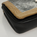 BURBERRY Sequin Chain Shoulder Bag Leather Silver Auth BA1535-14