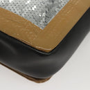 BURBERRY Sequin Chain Shoulder Bag Leather Silver Auth BA1535-16