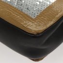 BURBERRY Sequin Chain Shoulder Bag Leather Silver Auth BA1535-17