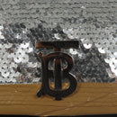 BURBERRY Sequin Chain Shoulder Bag Leather Silver Auth BA1535-18