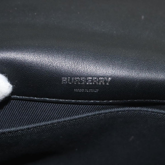BURBERRY Sequin Chain Shoulder Bag Leather Silver Auth BA1535