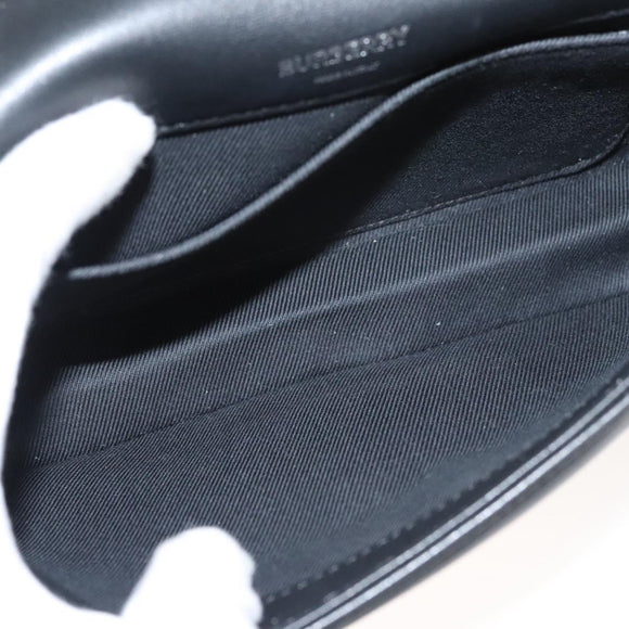 BURBERRY Sequin Chain Shoulder Bag Leather Silver Auth BA1535