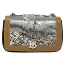 BURBERRY Sequin Chain Shoulder Bag Leather Silver Auth BA1535-13