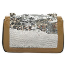 BURBERRY Sequin Chain Shoulder Bag Leather Silver Auth BA1535-2