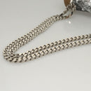 BURBERRY Sequin Chain Shoulder Bag Leather Silver Auth BA1535-7