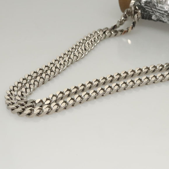 BURBERRY Sequin Chain Shoulder Bag Leather Silver Auth BA1535