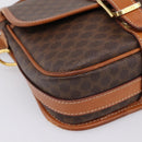 CELINE Macadam Shoulder Bag PVC Leather Brown Gold Tone Auth BA15351-14