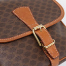 CELINE Macadam Shoulder Bag PVC Leather Brown Gold Tone Auth BA15351-17