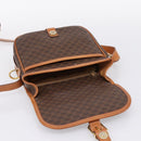 CELINE Macadam Shoulder Bag PVC Leather Brown Gold Tone Auth BA15351-18