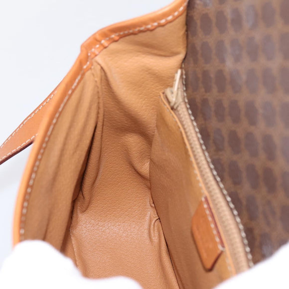CELINE Macadam Shoulder Bag PVC Leather Brown Gold Tone Auth BA15351