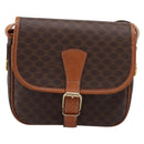 CELINE Macadam Shoulder Bag PVC Leather Brown Gold Tone Auth BA15351-13