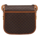 CELINE Macadam Shoulder Bag PVC Leather Brown Gold Tone Auth BA15351-2