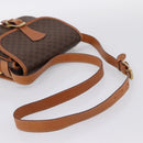 CELINE Macadam Shoulder Bag PVC Leather Brown Gold Tone Auth BA15351-7