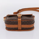 CELINE Macadam Shoulder Bag PVC Leather Brown Gold Tone Auth BA15351-5