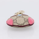 GUCCI GG Supreme Charm PVC Leather Beige Gold Tone Auth BA15352V-11