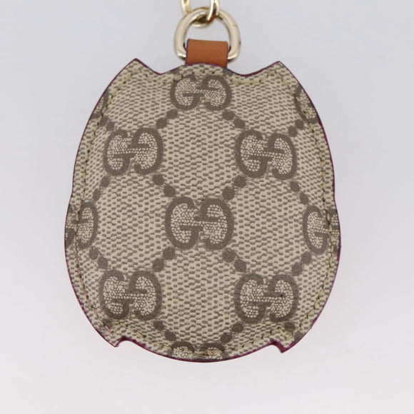 GUCCI GG Supreme Charm PVC Leather Beige Gold Tone Auth BA15352V