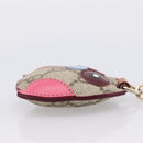 GUCCI GG Supreme Charm PVC Leather Beige Gold Tone Auth BA15352V-8