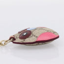 GUCCI GG Supreme Charm PVC Leather Beige Gold Tone Auth BA15352V-9