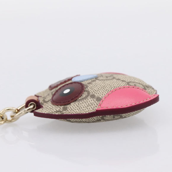 GUCCI GG Supreme Charm PVC Leather Beige Gold Tone Auth BA15352V