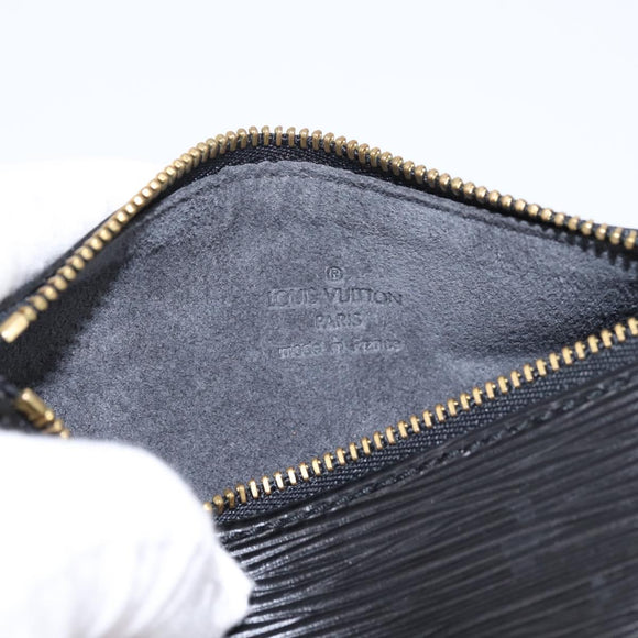 LOUIS VUITTON Epi Soufflot Pouch Black LV Auth BA15354