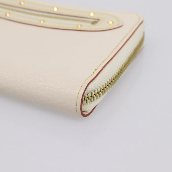 LOUIS VUITTON Suhari Zippy Wallet Long Wallet Leather White M93026 Auth BA15356A