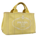 PRADA Kanapa PM Hand Bag Canvas Yellow Gold Tone Auth BA15357-1