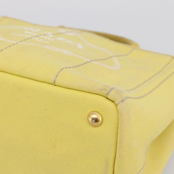 PRADA Kanapa PM Hand Bag Canvas Yellow Gold Tone Auth BA15357