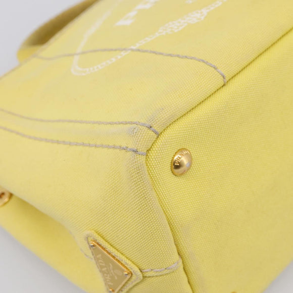 PRADA Kanapa PM Hand Bag Canvas Yellow Gold Tone Auth BA15357