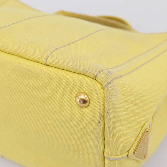 PRADA Kanapa PM Hand Bag Canvas Yellow Gold Tone Auth BA15357