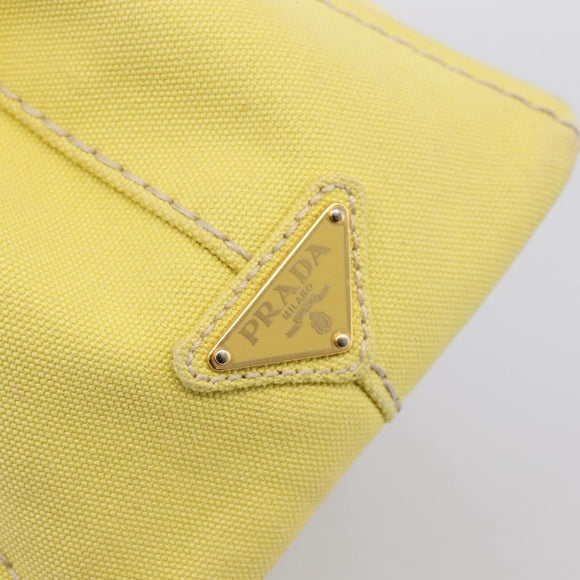PRADA Kanapa PM Hand Bag Canvas Yellow Gold Tone Auth BA15357