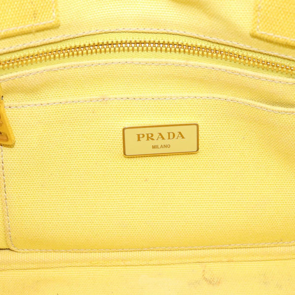 PRADA Kanapa PM Hand Bag Canvas Yellow Gold Tone Auth BA15357