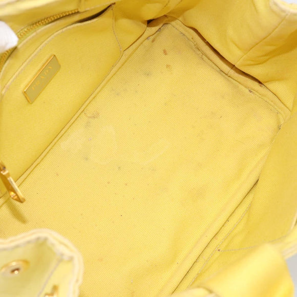 PRADA Kanapa PM Hand Bag Canvas Yellow Gold Tone Auth BA15357