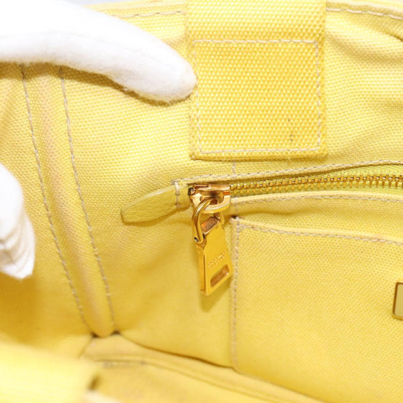 PRADA Kanapa PM Hand Bag Canvas Yellow Gold Tone Auth BA15357