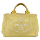 PRADA Kanapa PM Hand Bag Canvas Yellow Gold Tone Auth BA15357-13