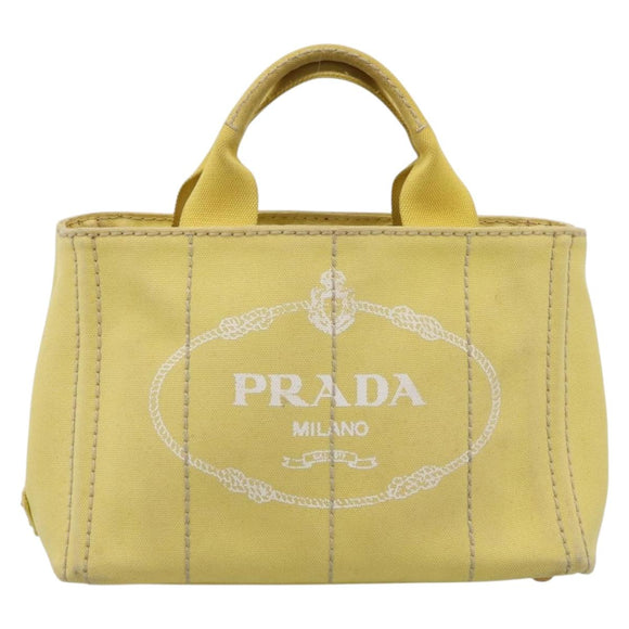 PRADA Kanapa PM Hand Bag Canvas Yellow Gold Tone Auth BA15357