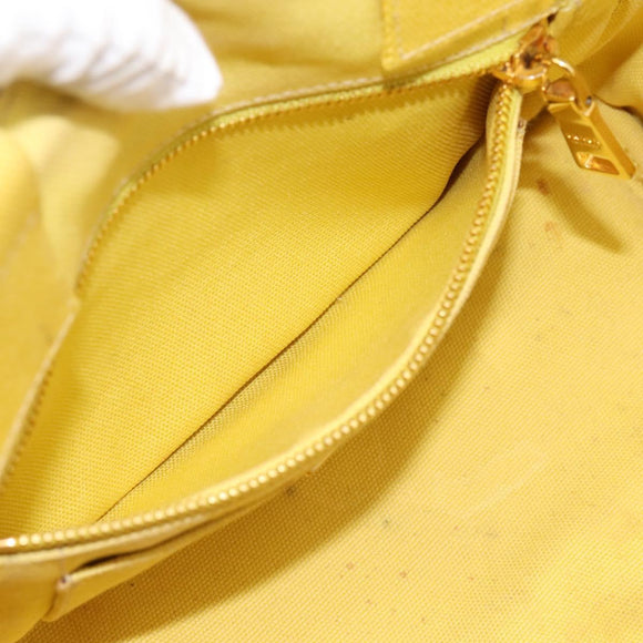 PRADA Kanapa PM Hand Bag Canvas Yellow Gold Tone Auth BA15357