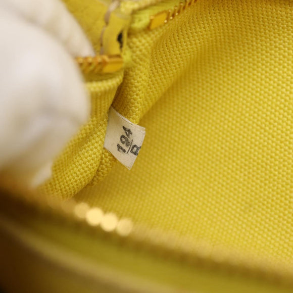 PRADA Kanapa PM Hand Bag Canvas Yellow Gold Tone Auth BA15357