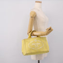 PRADA Kanapa PM Hand Bag Canvas Yellow Gold Tone Auth BA15357-22