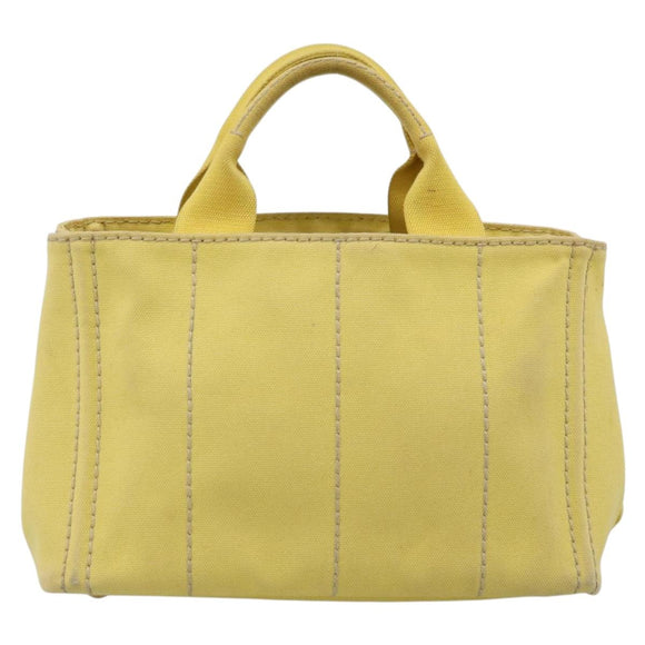 PRADA Kanapa PM Hand Bag Canvas Yellow Gold Tone Auth BA15357