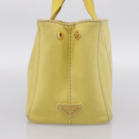 PRADA Kanapa PM Hand Bag Canvas Yellow Gold Tone Auth BA15357