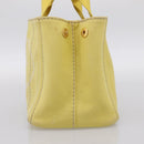 PRADA Kanapa PM Hand Bag Canvas Yellow Gold Tone Auth BA15357-4