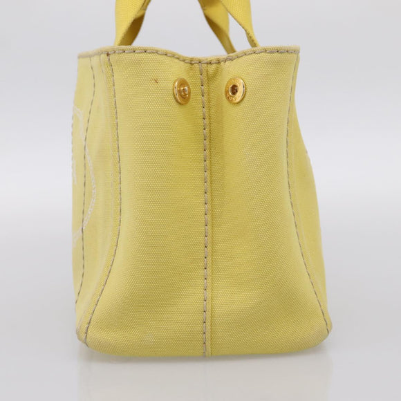 PRADA Kanapa PM Hand Bag Canvas Yellow Gold Tone Auth BA15357