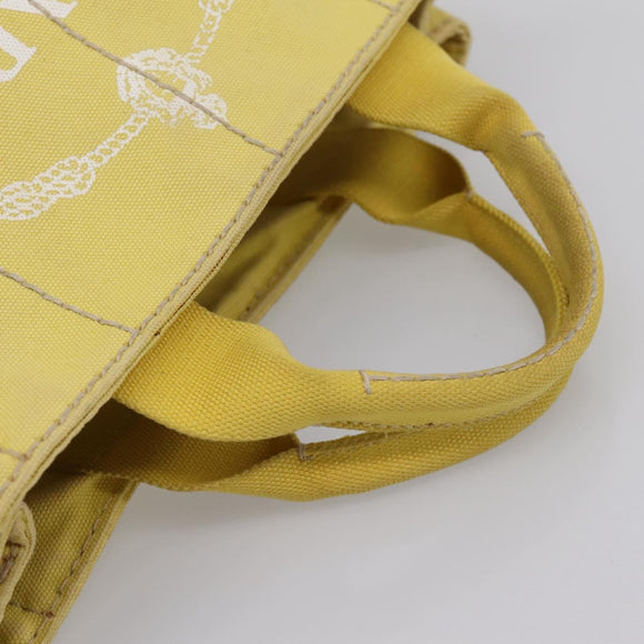 PRADA Kanapa PM Hand Bag Canvas Yellow Gold Tone Auth BA15357