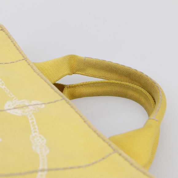 PRADA Kanapa PM Hand Bag Canvas Yellow Gold Tone Auth BA15357