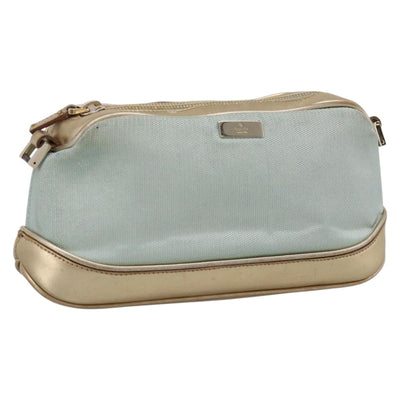 GUCCI Pouch Canvas Light Blue Gold Tone 039 1133 Auth BA15361