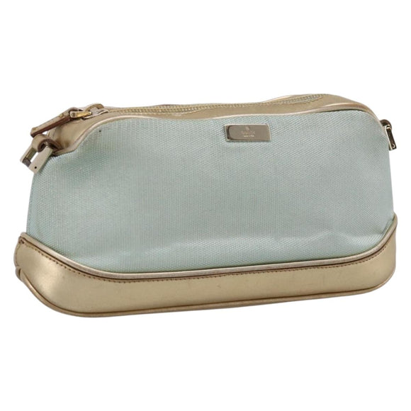 GUCCI Pouch Canvas Light Blue Gold Tone 039 1133 Auth BA15361