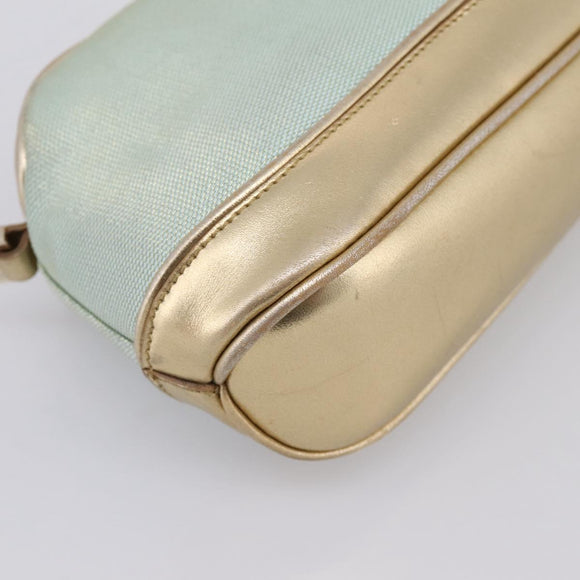 GUCCI Pouch Canvas Light Blue Gold Tone 039 1133 Auth BA15361