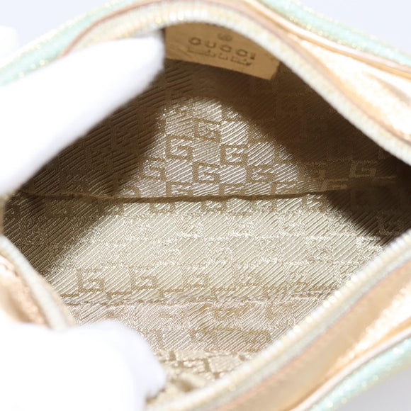 GUCCI Pouch Canvas Light Blue Gold Tone 039 1133 Auth BA15361